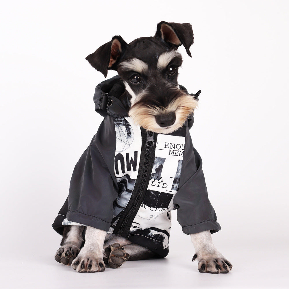 Dog Poker Jacket Reflective Raincoat Pet Cotton