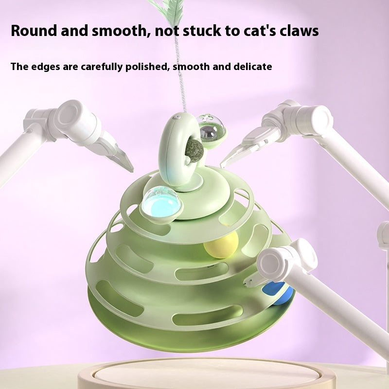 4 Levels Cat Toy Tower Turntable Roller Balls Toys Interactive