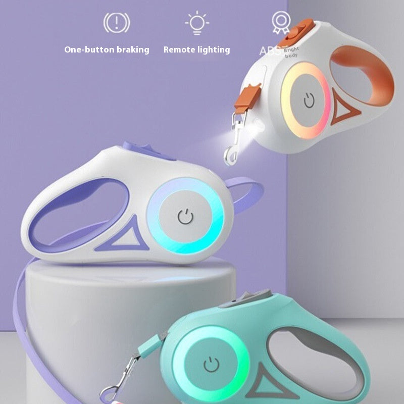 Dog Leash Retractable And Collar Spotlight Automatic Pet Cat