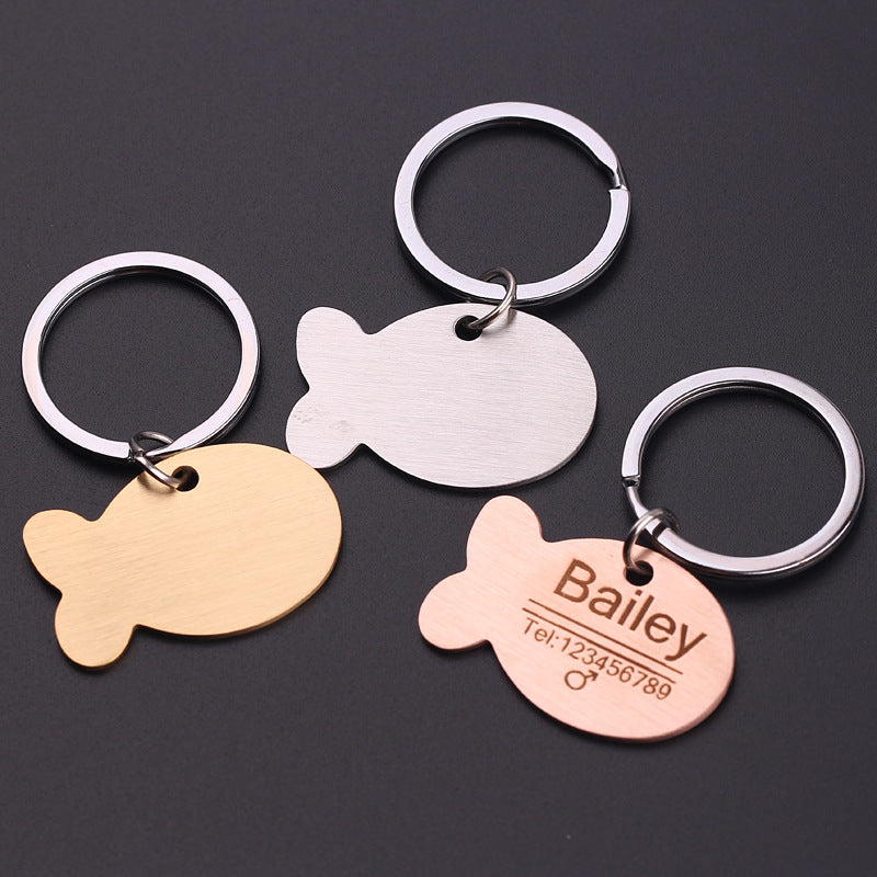 Personalized Cat Dog Pet Id Tag Keychain Engraved Pet Name