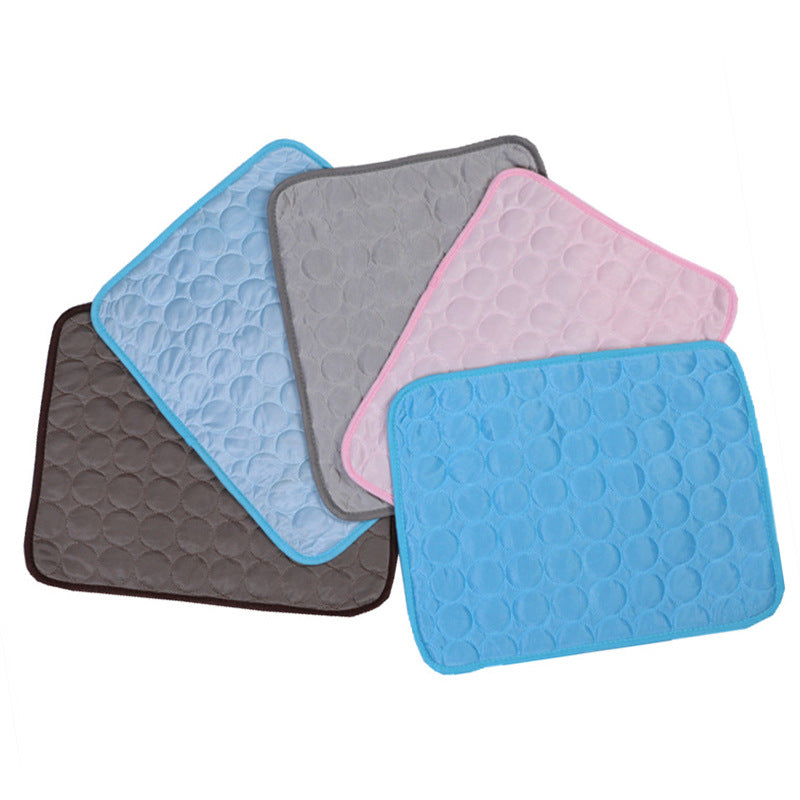 Summer Cooling Pet Sleeping Ice Silk Mat (Brown Set & Brown)