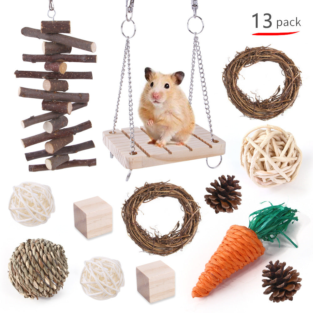 Pet Rabbit Guinea Pig Parrot Playing Molar Wooden Supplies