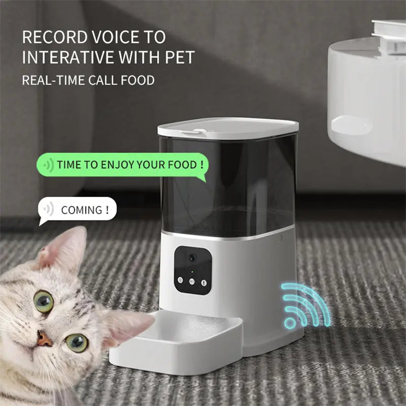 Pawlido™ Smart WiFi Automatic Feeder Voice Recording | App Control | Large Capacity | Smart Timer Feeding