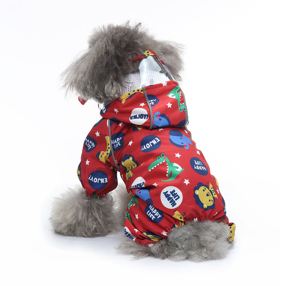 Pet Sound Dog Raincoat Four-legged Reflective Pattern Four Seasons