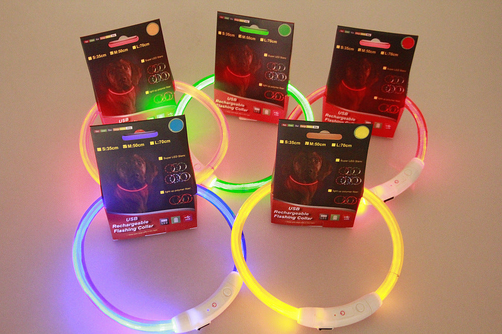 Pet Flashing Collar USB Rechargeable Glowing Necklace Safety Light