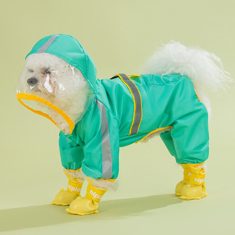 Chest And Back Integrated Pet Dog Four-leg Raincoat