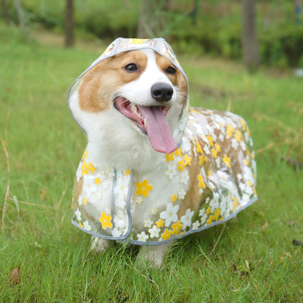 Pet It Tpu Floral Dog Cloak Raincoat Corgi Medium-sized Universal