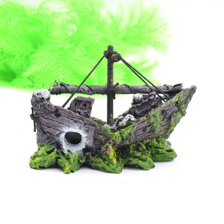 Aquarium Landscape Glass Fish Tank Decoration Small Net Boat