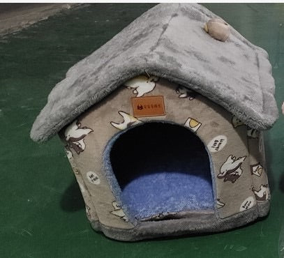 Foldable Dog House Pet Cat Bed Winter Villa Sleep Kennel Removable