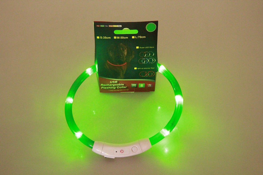 Pet Flashing Collar USB Rechargeable Glowing Necklace Safety Light