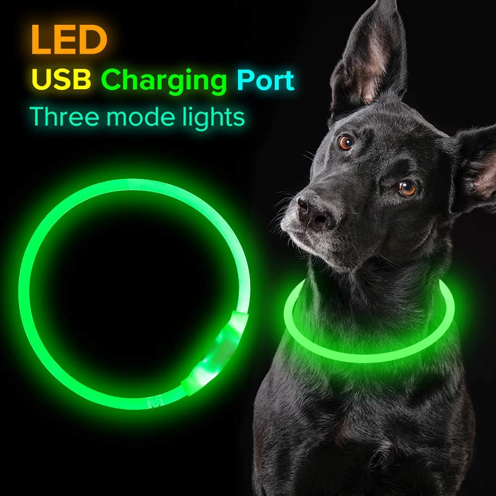 Pet Flashing Collar USB Rechargeable Glowing Necklace Safety Light