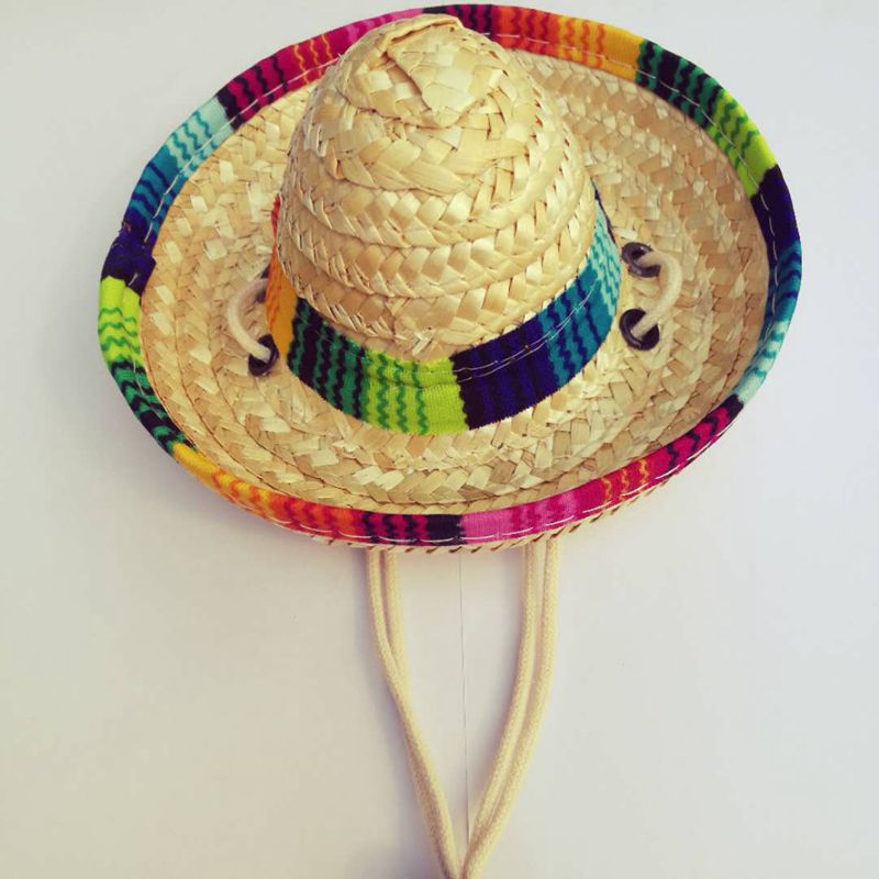 Pet Supplies Straw Woven Mini Pet Dog Hat Pet Mexican Pet Cat Sun