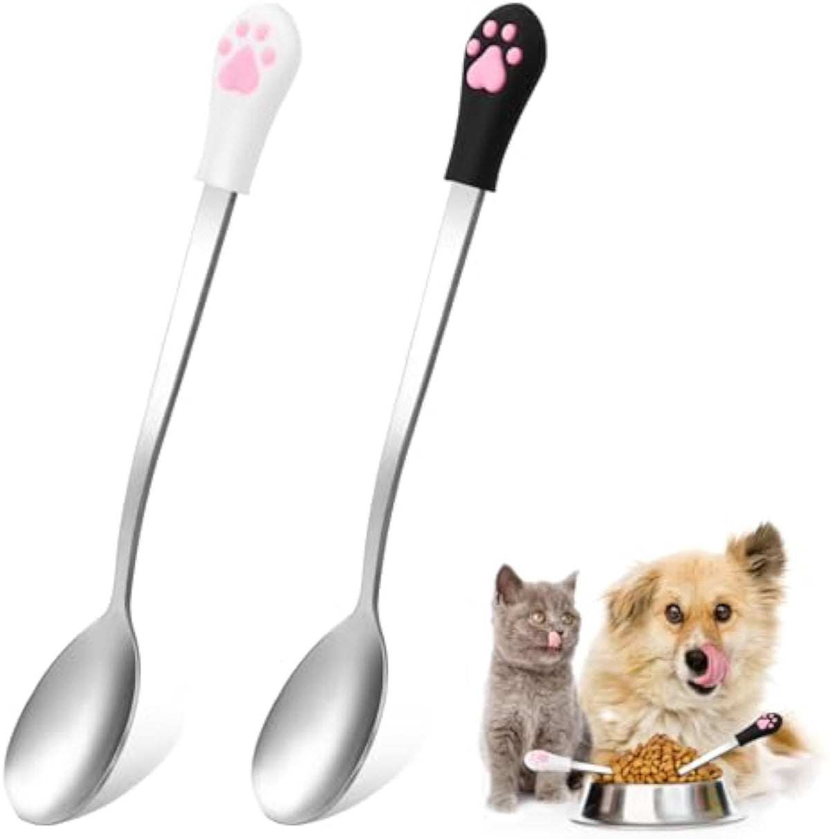2 Pcs Dog Cat Spoon Pet Can Stainless Steel Claw Spoons For Wet