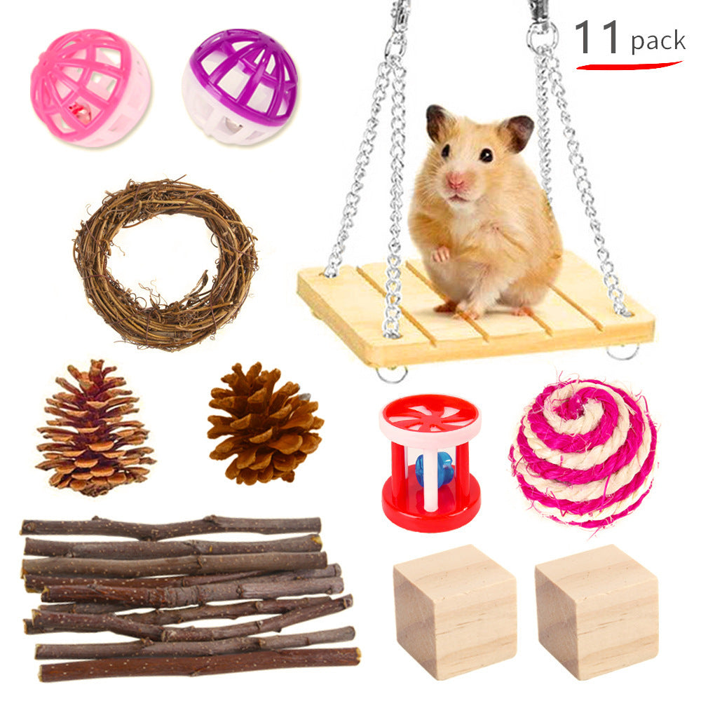 Pet Rabbit Guinea Pig Parrot Playing Molar Wooden Supplies