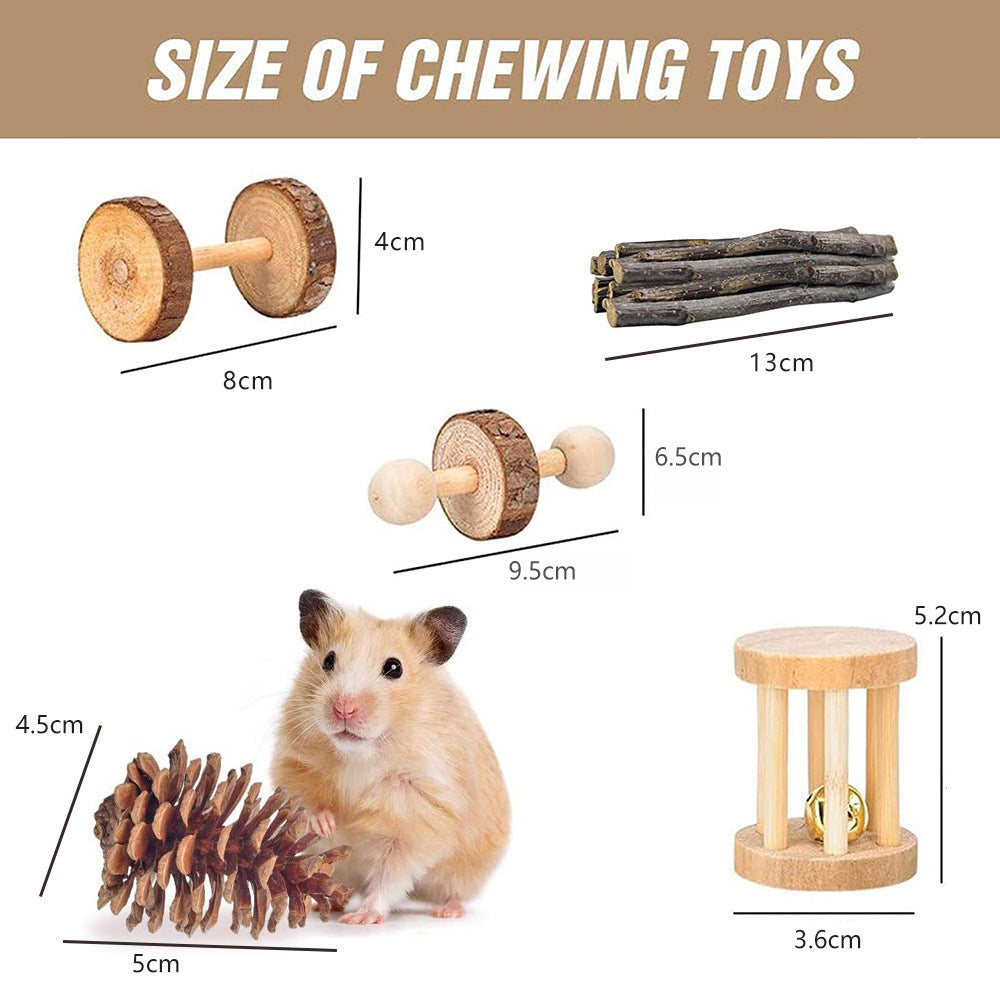 Pet Rabbit Guinea Pig Parrot Playing Molar Wooden Supplies