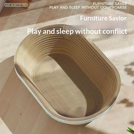Oval-shaped Cat Scratching Post With A Deep Corrugated Paper Basin