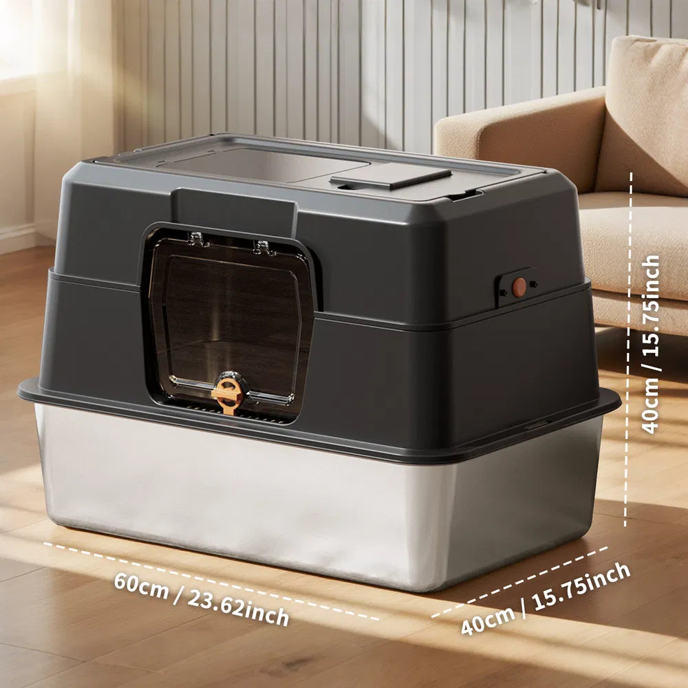 2025 Must-buy Fully Enclosed Stainless Steel Cat Litter Box