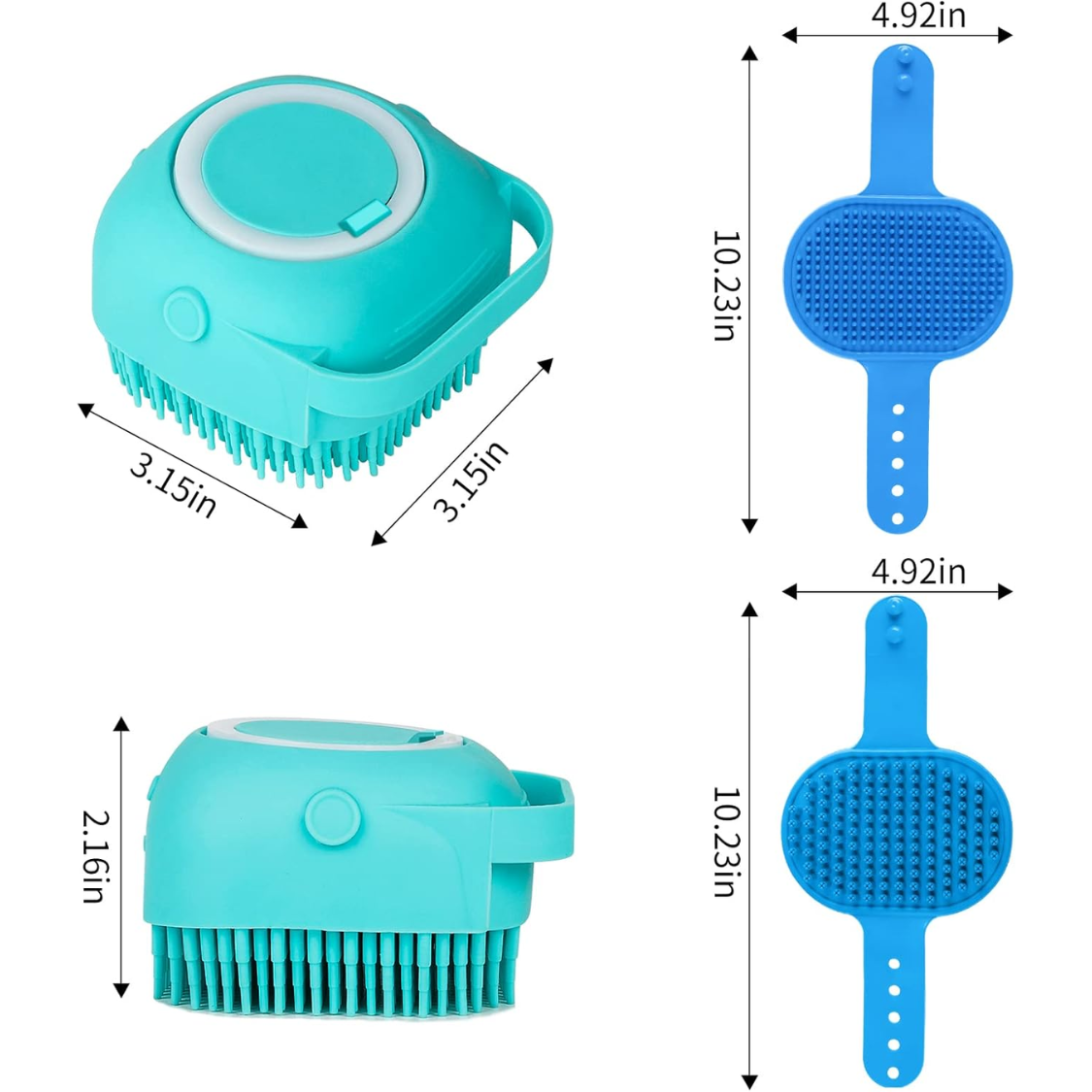 6pcs Dog Bath Brush Toothbrush Adjustable Handle Shampoo Scrubber