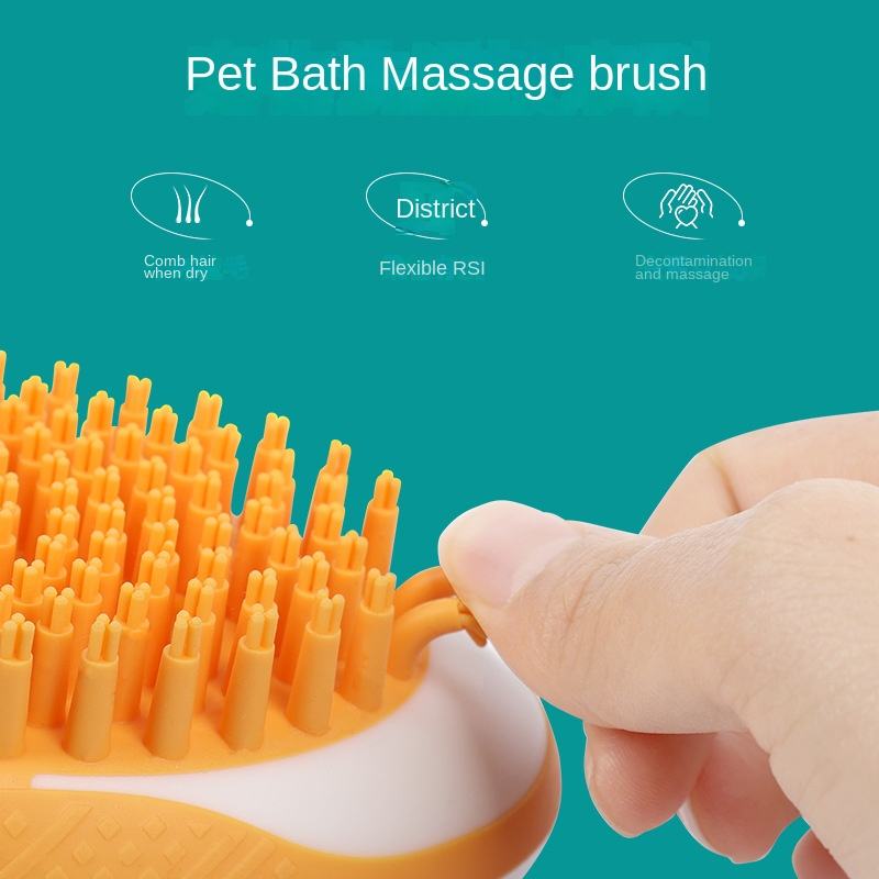 Dog Cat Bath Brush 2-in-1 Pet Spa Massage Comb Soft Silicone Pets