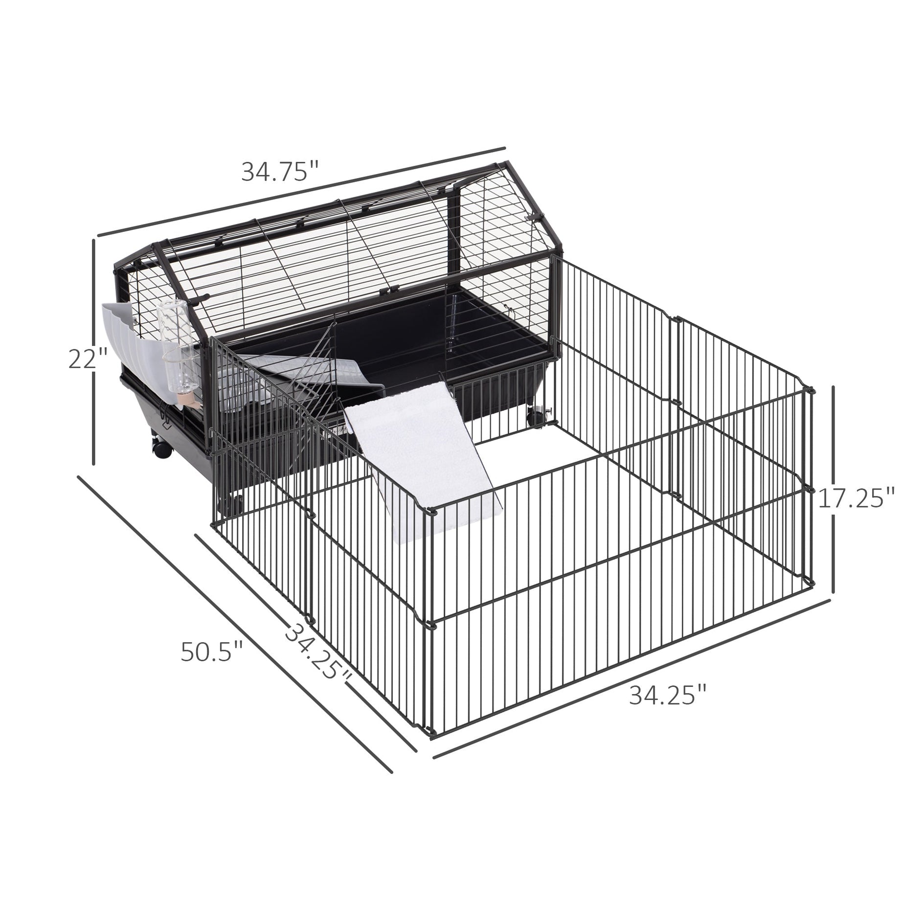 Rolling Metal Rabbit Guinea Pig Or Small Animal Hutch Cage