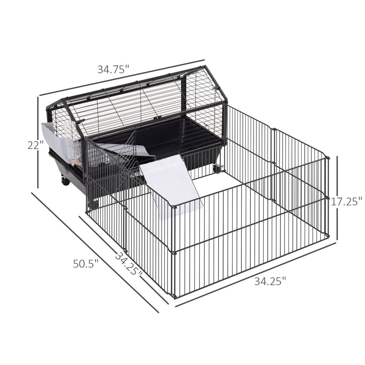 Rolling Metal Rabbit Guinea Pig Or Small Animal Hutch Cage