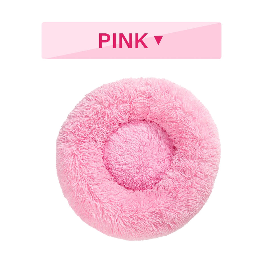 Fluffy Donut Dog Bed Warm Soft Long Plush Pet Cushion House Cat