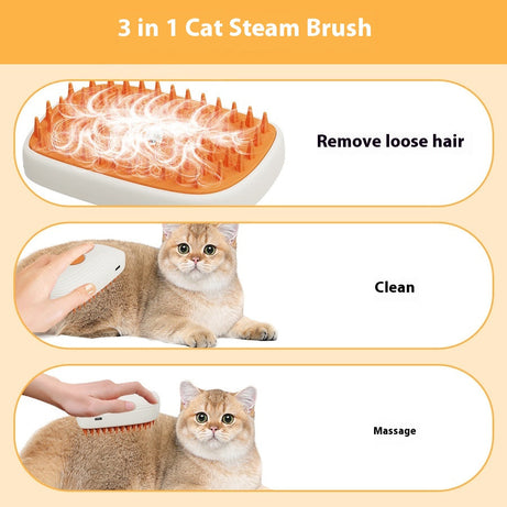 USB Rechargeable Pets Steam Brush Spray Massage Comb Pet Grooming