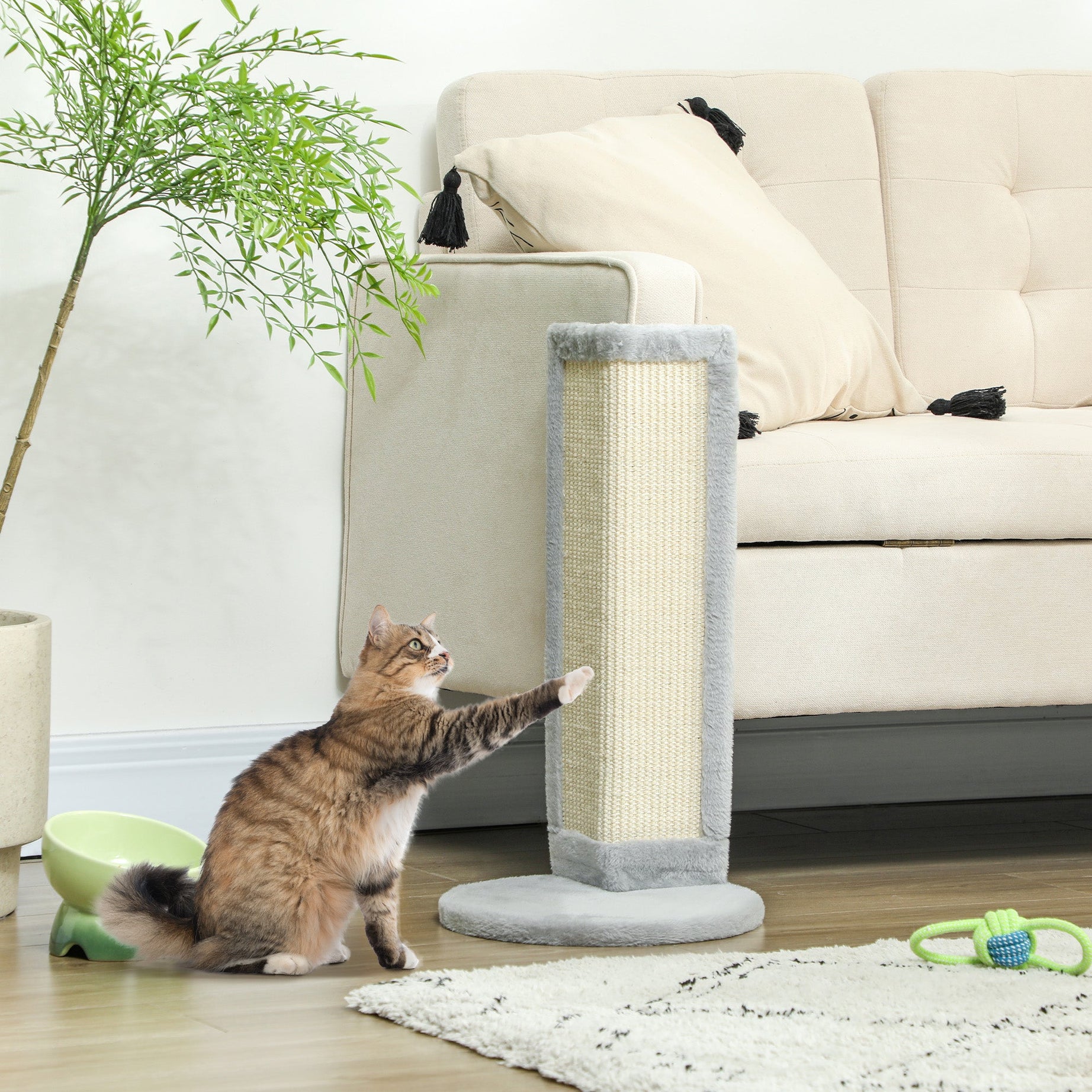 56cm Corner Cat Scratching Post With Sisal Pad Grey