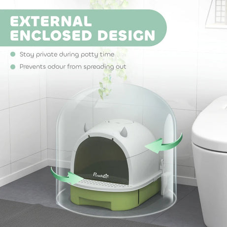 Covered Cat Litter Box With Lid Scoop Deodorizing Bags For Odor