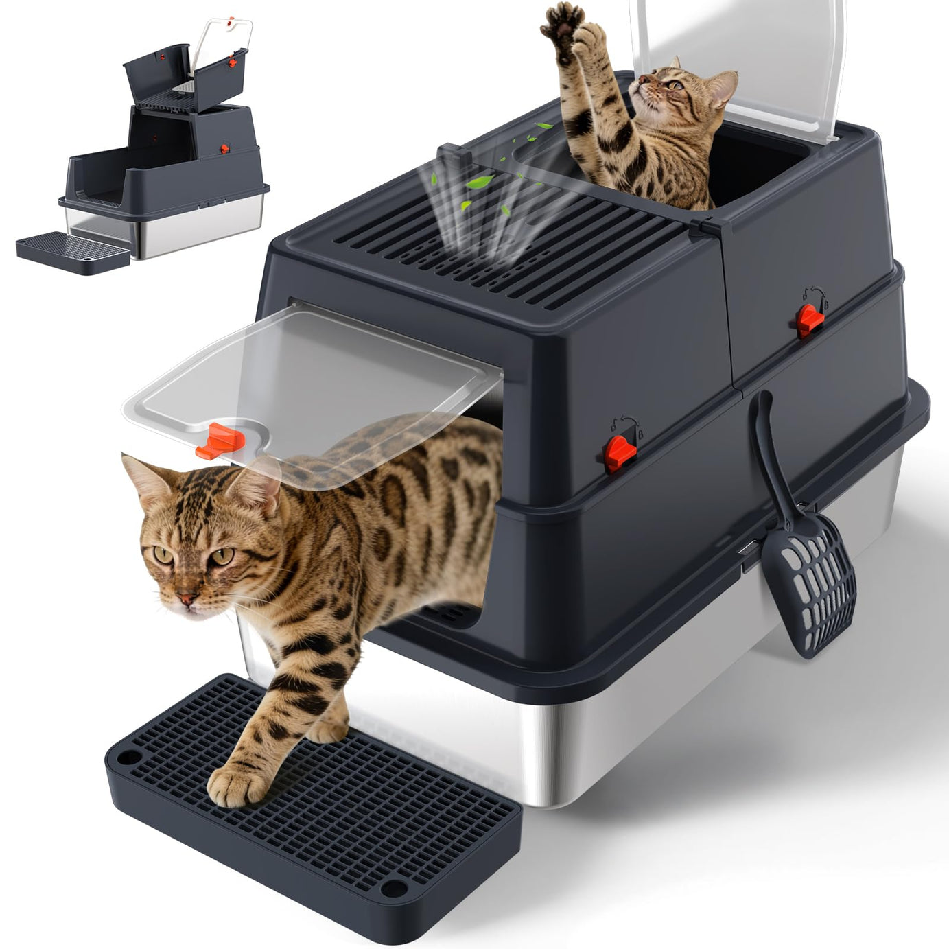Stainless Steel Litter Box With Lid Enclosed Metal Extra Large