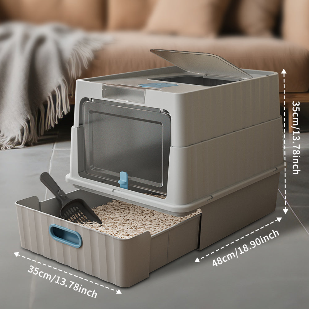 Dual Opening Fully Enclosed Cat Litter Box Top Entry Anti-tracking