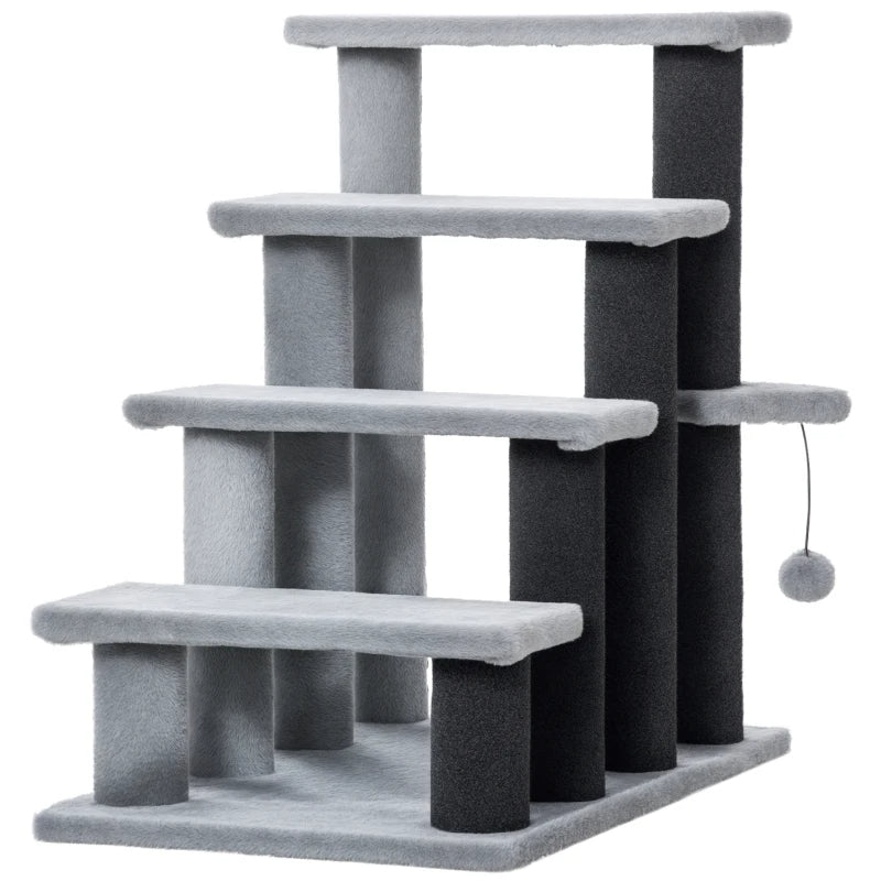 Cat Tree Tower Stair Steps With Scratching Post Hanging Play Ball