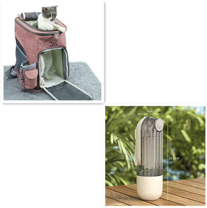 2-in-1 Pet Water Cup Segment Design Green Dog Walking Portable