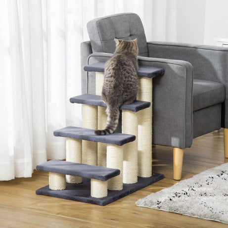Pawhut Cat Tree With 4 Steps For High Beds Couch Cute Stair Shaped