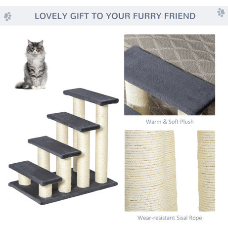 Pawhut Cat Tree With 4 Steps For High Beds Couch Cute Stair Shaped