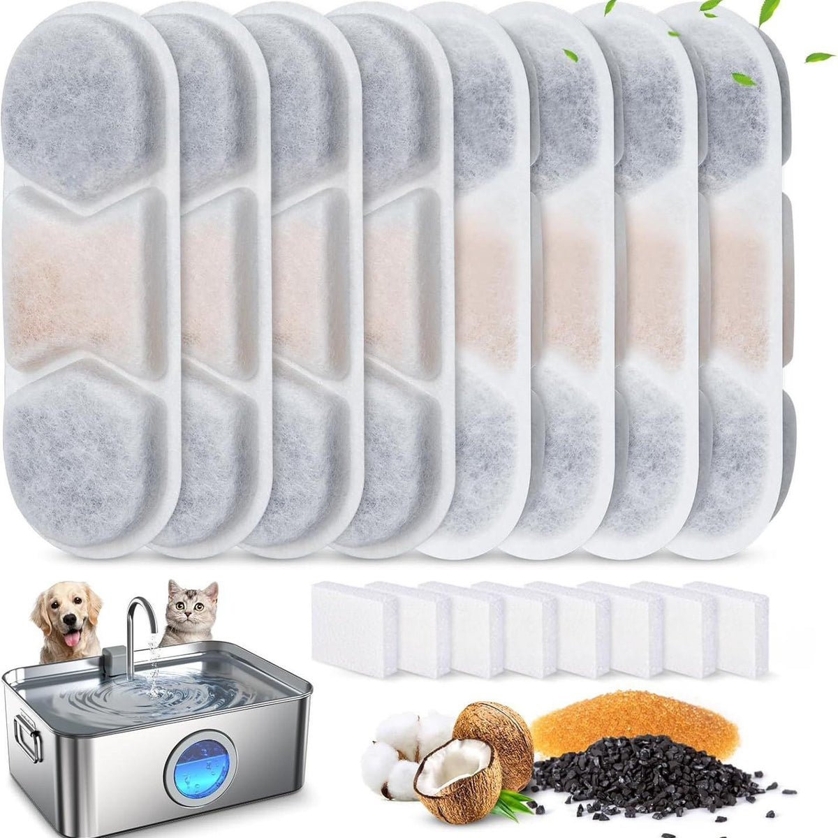 Stainless Steel Pet Water Fountain Filter Cartridge Feeder