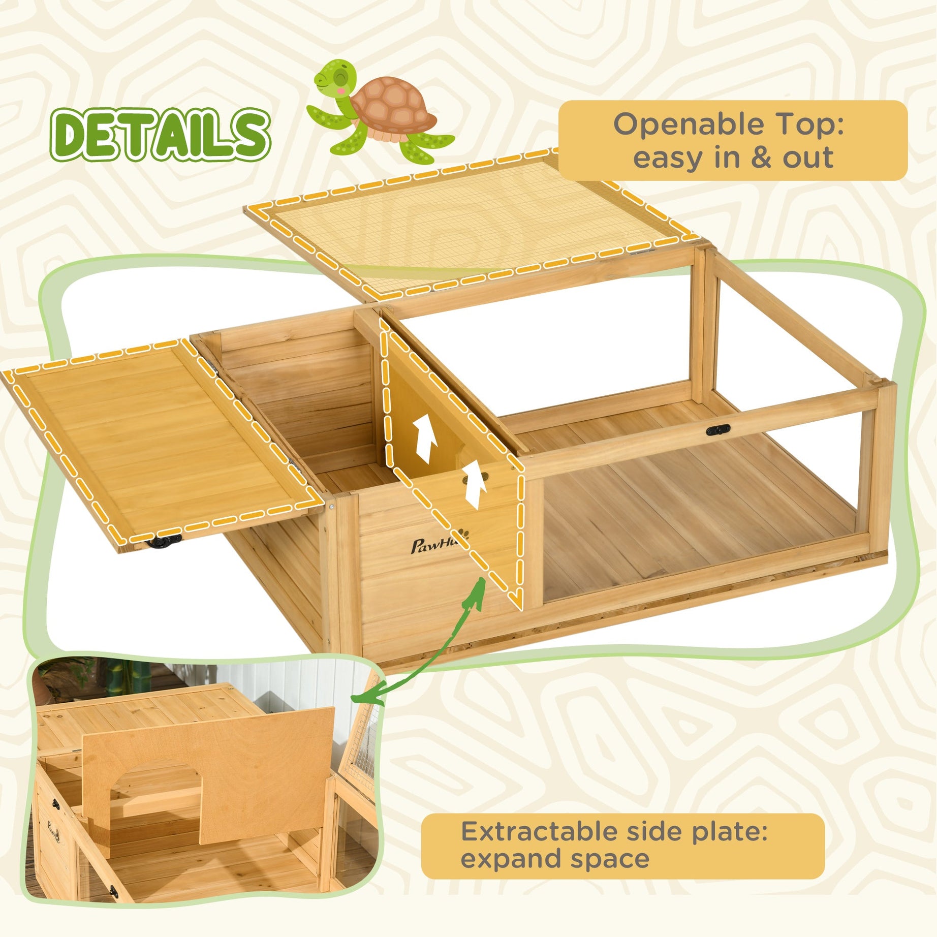 Wooden Reptile Cage With Top Access For Turtles Lizards Snakes