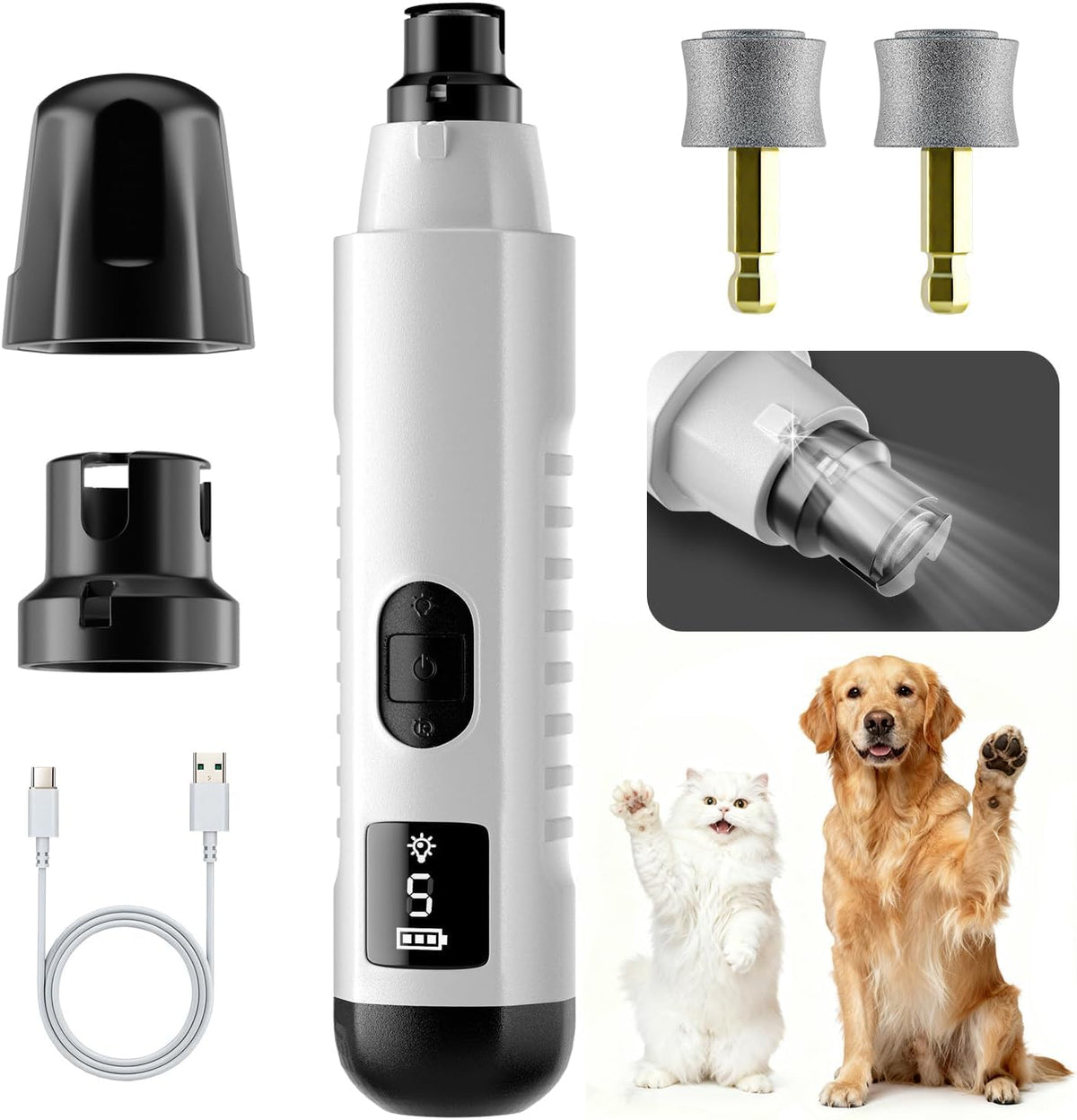 2026 New Silent Groom Pro Dog Nail Grinder 5-speed With LED Light