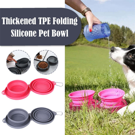 Rubber Foldable Double Bowl Pet Feeding Pets Supplies Dog Cat Bowls