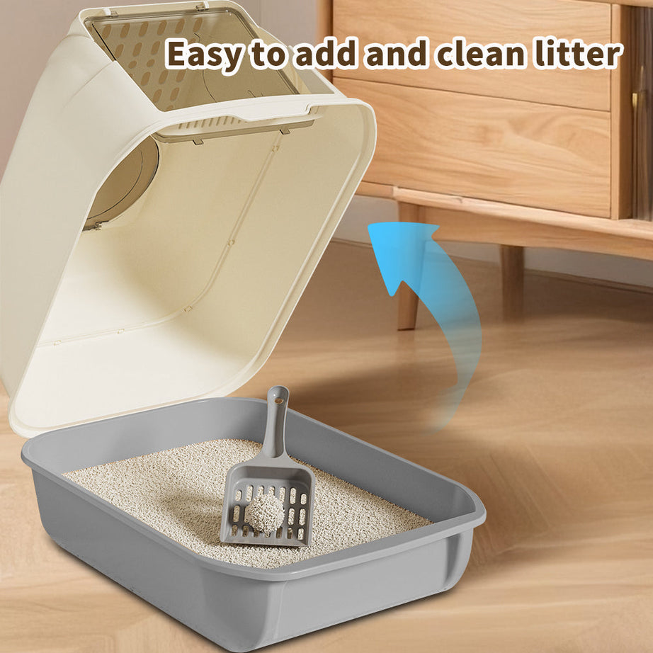 51cm Large Fully Enclosed Top Entry Cat Litter Box Front Flip Door