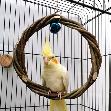 Bird Standing Frame Rattan Ring Chewing Toy Cage