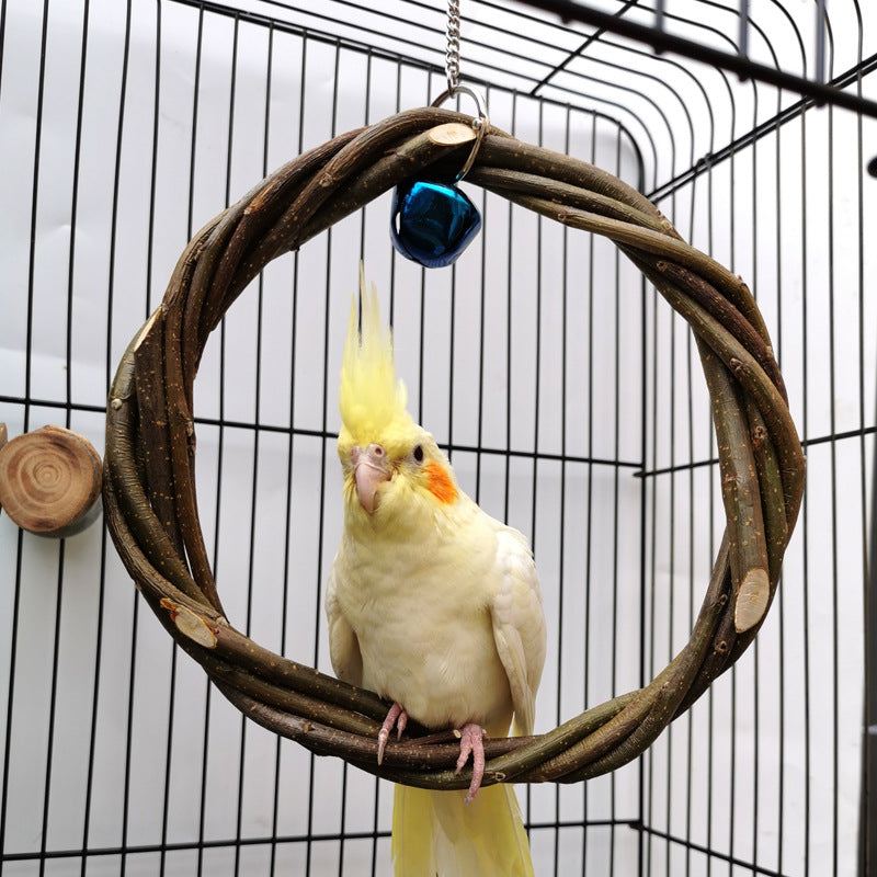 Bird Standing Frame Rattan Ring Chewing Toy Cage