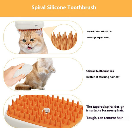 USB Rechargeable Pets Steam Brush Spray Massage Comb Pet Grooming