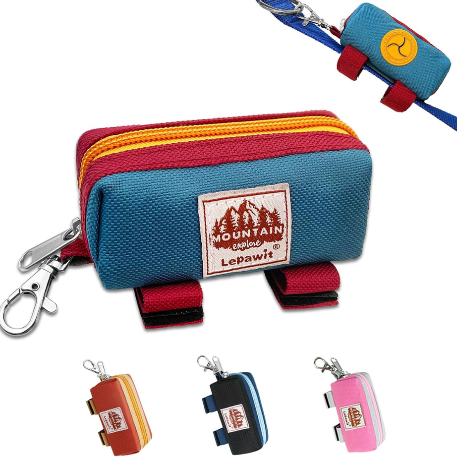 Dog Poop Bag Holder For Leash Zippered Canvas Dispenser Pouch