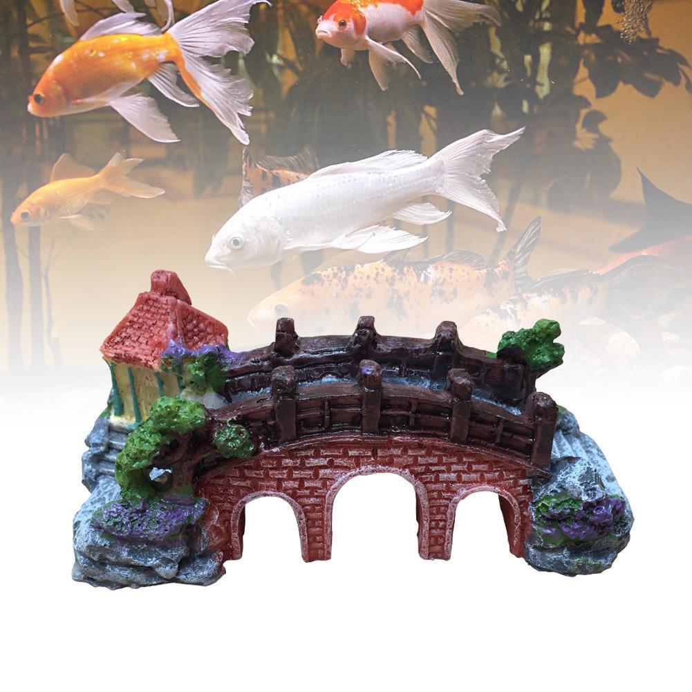 Fish Tank Aquarium Landscape Rockery Fake Bridge Landscaping