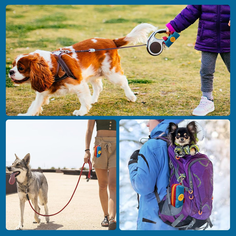Dog Poop Bag Holder For Leash Zippered Canvas Dispenser Pouch