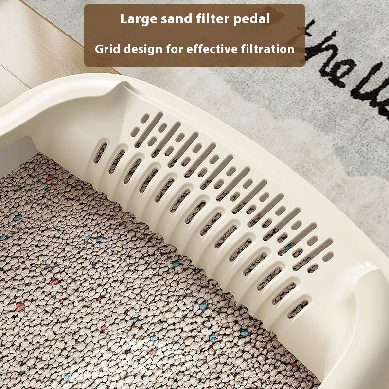 Litter Box Oversized Semi-enclosed Cat Toilet Anti-splash Poop Basin