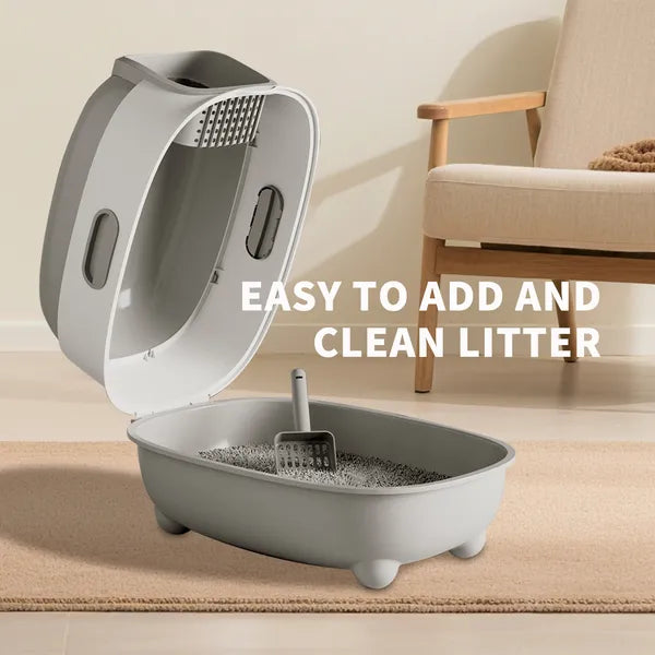 High-capacity Enclosed Cat Litter Box Odor-lock Scratch-resistant