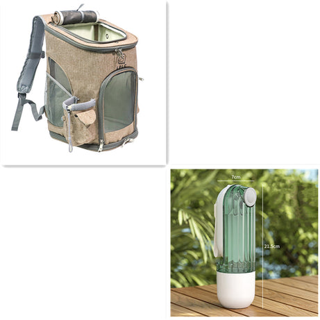 2-in-1 Pet Water Cup Segment Design Green Dog Walking Portable
