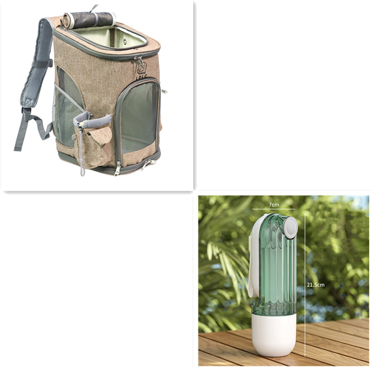 2-in-1 Pet Water Cup Segment Design Green Dog Walking Portable